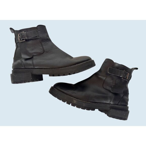 JEFFREY CAMPBELL Black Side Zipper Buckle Detail Ankle Boot Sz 39 / 8.5 - Picture 1 of 7